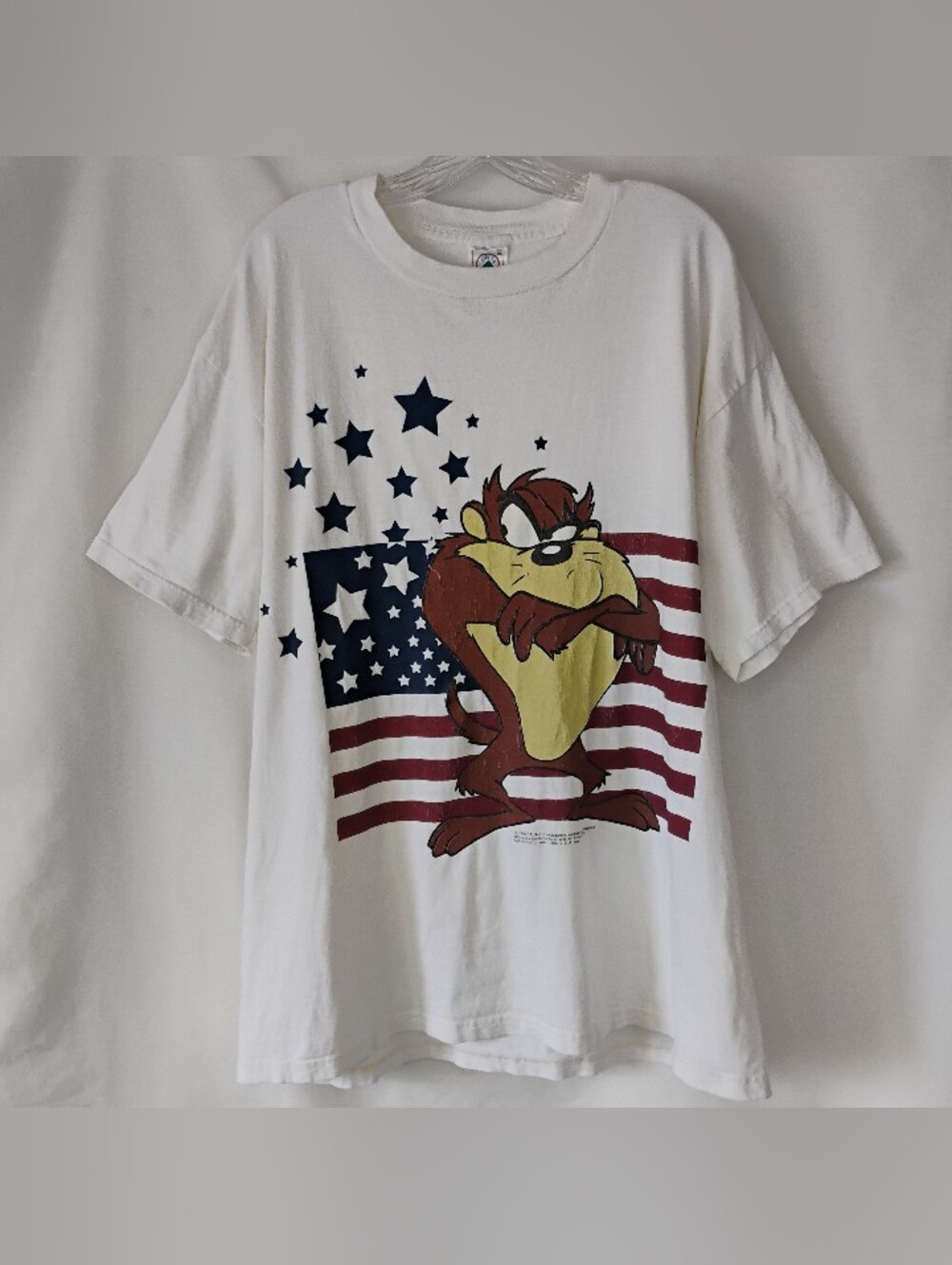 Adult Size XL Vintage 1997 Taz Looney Tunes Tasmanian Devil American Flag Tee